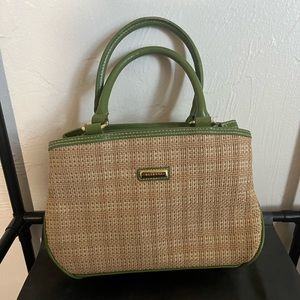 Cute wicker bag with green accent